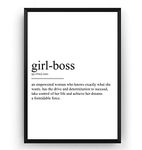 Magic Posters Girl Boss Definition Print - Funny Gift Bedroom Decor Work Poster Wall Art Quote Typography Home - Frame Not Included