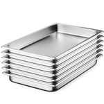 ZeroPone Hotel Pan 2.5" Deep Steam Table Pan 6 Pack Full Size 20.8"L x 12.8"W Hotel Pan 22 Gauge Stainless Steel Anti Jam Steam Table Pan