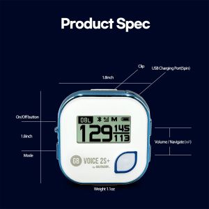 EPHIIONIY GolfBuddy Voice 2 Golf GPS Clip – 14hr Battery, Water Resistant, White/Navy