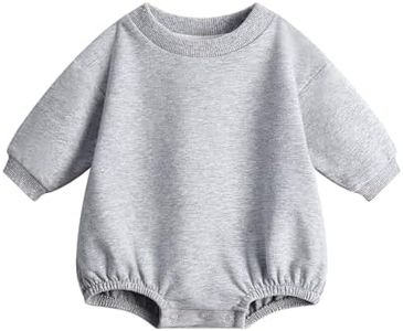 Bafeicao Baby Boy Girl Sweatshirt Romper Organic Cotton Solid Color Long Sleeve Bubble Romper Oversized Warm Fall Winter,FlowerGrey,12-18M