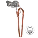 Leather Camera Strap for One Camera - Professional Single Leather Camera Harness for Photographers Quick Release Gear DSLR, Tan, Standard