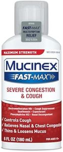 Mucinex Fast-Max Severe Congestion & Cough Medicine, Maximum Strength Symptom Relief, Over-The-Counter Medication, Cold Medicine, Cough Suppressant, Expectorant, Nasal Decongestant, FSA/HSA, 6 FL OZ