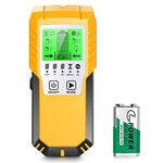 Stud Finder Wall Scanner Detector - 5 in 1 Electronic Wall Wood Metal Stud Locator Edge Center Sensor Beam for Live AC Wire Pipe Metal Lumber Joist Drywall Framing Detection (Yellow-Silver)