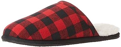 Amazon Essentials Men's Cosy Slipper, Black Red Buffalo Check, 6 UK