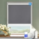 COOLWINDS Motorized Blinds with Remote Cordless Automatic Motorized Shades Custom Blinds for Windows Smart Curtains Compatible with Alexa Google Home(Blackout Thunder Grey,Custom Size)