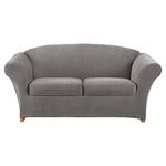 SureFit Stretch Pique 2-Seat Individual Cushion Loveseat Covers - Flannel Gray (SF43760)