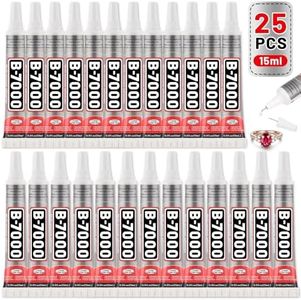 25 Tube 15ML B7000 Glue Clear with Precision Tip, Bulk B-7000 Craft Glue Rhinestone Bedazzling Glue Super Adhesive for DIY Jewelry Making Nail Art Fabric Shoes Phone Repair