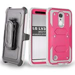 LG Aristo Case, LG Fortune, LG Risio 2, LG Escape 3, LG K8 2017 [Shock Proof] Heavy Duty Belt Clip Holster, Full Body Coverage [Built in Screen Protector] Rugged Protection for LG K4 2017, Hot Pink