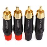 MOBOREST RCA Male Plug Adapter Audio Phono Gold Plated Solder 24K Gold Speaker Plugs RCA Jack Cable Connector Adapter(RCA Male-4pack)