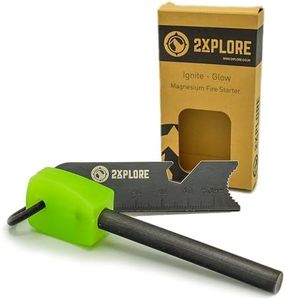 2XPLORE Ignite Glow Fire Steel Magnesium Fire Starter Flint Striker - Glow in the Dark Survival Tool Kit for Outdoor Camping Living Survival …
