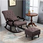 Imperial Wooden Art ® Brand Sheesham Handcrafted Wooden Rocking Chair Cushioned | Wooden armrest Chair with Matching Stool and Pillow (Pure sheesham Wood) (Swed Brown)