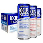 FOCUS FACTOR Energy Drink - 18 x 355ml Cans - Variety Pack (Original, Orange, Fruit Punch) - with Focus + Energy - Lightly Carbonated, Sugar Free, Low Calorie with Vitamin B6 & Vitamin B12