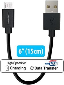 Short Android Phone Charger 6-Inch [4 Pack] by HomeSpot Tangle-Free USB Cable for Android Charging Cable for Galaxy S7/S6, Sony, Motorola - Black