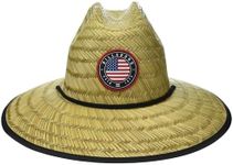 Billabong Men's Classic Printed Straw Lifeguard Hat, Red White Blue