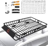GarveeTech Roof Rack Cargo Carrier Basket Universal Rooftop 64''X39''X6'' with Cargo Net, Luggage Holder with Extension for Universal, Pick Up Trucks, 200lbs Capacity