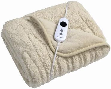 Dreamaker Reversible & Coral Fleece Heated Throw Double-sided Overheat Protection Design Energy Efficient Detachable Controller w/Auto-off 9 Heat Settings LCD Display - 180x200cm (Cream)