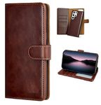 FIRSTPOINT Royal Leather Detachable 2 in 1 Flip case Cover for Samsung Galaxy S24 Ultra 5G Brown