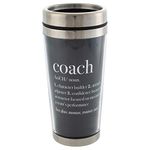 Coach Character Definition Black 16 Oz Stainless Steel Travel Mug with Lid