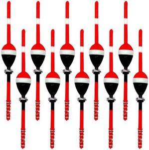 Pasanhoo Fishing Bobbers Weighted Spring Floats Oval Slip Buoyant Balsa Wood Body for Crappies Fishing Gear Accessories, Pack of 10