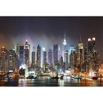 Aoihrraan 3x2m City Landscape Backdrop Skyscraper Modern Building Urban Light City Skyline Cruise Ship Night Bay View Photography Background Wedding Party Women Men Portrait Photo Studio Props