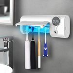 Toothbrush Sanitizer, Heating and Fan Drying Toothbrush Sanitizer and Holder, Drilling-Free UV Toothbrush Sterilizer, Bathroom Toothbrush Holder Wall Mounted (Style 2)