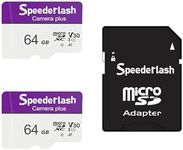 Speederlash 64GB 2 Pack Micro SDXC Memory Card, Camera Plus TF Card with Adapter, Up to 90MB/s Read Speed, 4K UHD&5K Video Support, U1 V30 A1 Rated, Waterproof, for Security Camera, Dashcam, Drones