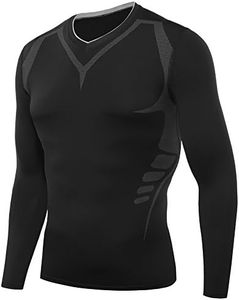 AMZSPORT Maglia a Manica Lunga Compression da Uomo Sport Baselayer Asciugatura Rapida Lunga Camicia all-Season XXL