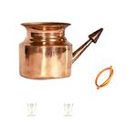 Yoga Store Wala Jal Neti Pot Copper with Eye Wash Cup 2 Pcs And Rubber Neti 2 Pcs - (Combo Pack Of 3)