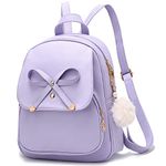 I IHAYNER Cute Bowknot Mini Backpacks PU Leather Girls Women Backpack Shoulder Bags for Ladies Small Rucksack Teenagers - Purple