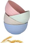 WANBY Lightweight Wheat Straw Cereal Bowls Unbreakable Dinner Dishes Bowl Set Dishwasher & Microwave Safe (Small 4 Pack 4.5')