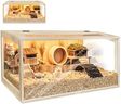 Prolee Hamster Cage Chewproof Wooden 40 Inch Guinea Pig Cages Mice and Rat Habitat Openable Top with Acrylic Sheets Solid Built