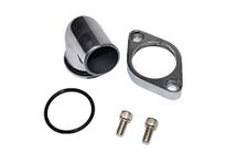 A-Team Performance 15° Swivel Polished Water Neck Thermostat Housing Compatible With Chevrolet SBC BBC Small Block Big Block Chevy 283 302 305 327 350 383 396 427 454 502 Silver