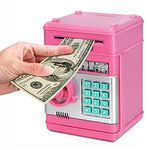 Adsoner Piggy Bank, Electronic ATM Password Cash Coin Can Auto Scroll Paper Money Saving Box Gift for Kids (Pink)