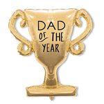 AKH® Dad Trophy Foil Balloon | 34"x26" (86CM x 66CM) with a Plastic Inflating Tube & Ribbon | Happy Father’s Day Decorations Happy Birthday DAD Balloon | Father's Day party balloons decorations