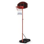 COSTWAY Basketball Hoop and Stand, Adjustable Height Basketball System with Wheels & Fillable Base, Portable Backboard Hoop Net Set for Kids Teens Adults (158-218cm)