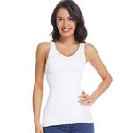 Joyshaper Control Vest Seamless Shapewear Top Women's Shaping Tops Tummy Control Body Shaper Slimming Vest Padded Camisole Shapewear Cami Body Shaping Tank Top Basic Shirt Build in Bra White L