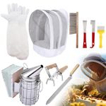 ANPHSIN Bee Keeping Starter Kit, Essential Bee Smoker Kit with Hat Gloves, Beekeeping Tools Supplies-All for Bee Hives Beginners Professional Beekeepers Gifts 9pc