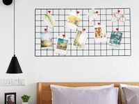 Pikify DIY Steel Grid Photo Frame for Wall [85 * 55cm] Clip Holder Multi Functional Creative Mesh Wall Grid-(Black) (Black)