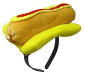 Nicky Bigs Novelties Hot Dog Hat- Mini Velvet Headpiece On Headband - Food Stand Vendor Hats - Party Supplies - Costume Accessory