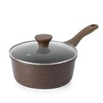 SENSARTE 2.5QT Saucepan Nonstick Sauce Pan with Lid Medium Sauce Pot Cooking Pot Non stick with Swiss Granite Coating, Stay-cool Handle, Induction Capable, PFOA Free