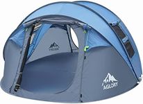 4-5Person Easy Pop Up Tent,9.5’X6.8’X49'',Automatic Setup,Waterproof, 2 Doors-Instant Family Tents for Camping, Hiking & Traveling (Blue)