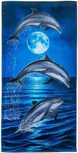 Dawhud Direct Dolphin Beach Towel for Girls, Dolphins Bath Towel Print 30" x 60" Pool Towel Super Soft Plush Cotton Dolphins Towel