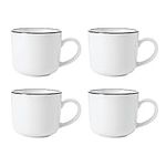 Mikasa Limestone Porcelain Mug Set, 4X Porcelain Mugs with Black Rim for Tea and Coffee, 360ml| Gift Boxed & Dishwasher Safe