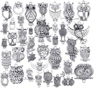 100g (about 40pcs) Mixed Alloy Owl Charm Pendant Retro Pendant Craft Supplies Jewelry Findings for DIY Necklace Bracelet Jewelry Making, Antique Sliver