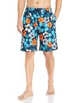 Kanu Surf Men's Hangout Floral Quick Dry Beach Board Shorts Swim Trunk, Navy/Orange, Medium