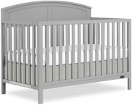 Dream On Me Storybrooke 5 in 1 Convertible Crib in Pebble Grey, JPMA & Greenguard Gold Certified, Built of Sustainable Pinewood, 3 Mattress Height Settings, Non-Toxic Water-Based Paint Finish