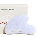 Rena Chris Gua Sha Facial Tools, Natural White Jade Gua Sha Stone, Face Guasha Tool for Jawline Sculpting and Puffiness Reducing, Gua Sha Massage Tool, Skin Care Gift (White)