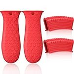 4 Pieces Silicone Hot Handle Holder, Pot Holders Cover, Silicone Assist Handle Holder, Non-Slip Pot Holder Sleeve, Heat Resistant Potholder Cookware Handle for Cast Iron Skillet Metal Pan (Red)