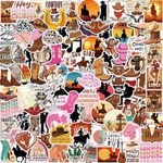 100PCS Cowboy Stickers, Country Western Cowgirl Decals Vinyl Waterproof Stickers for Water Bottle Laptop Luggage Helmet Skateboard Snowboard Guitar Scrapbook Phone Gifts for Teens Girls Kids Adult