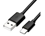 USB-A to USB-C Charging Cable - Durable Fast Charge & Sync USB 2.0 to USB Type C Data Cord - For Mobile Phones and Tablets - Black - 1M